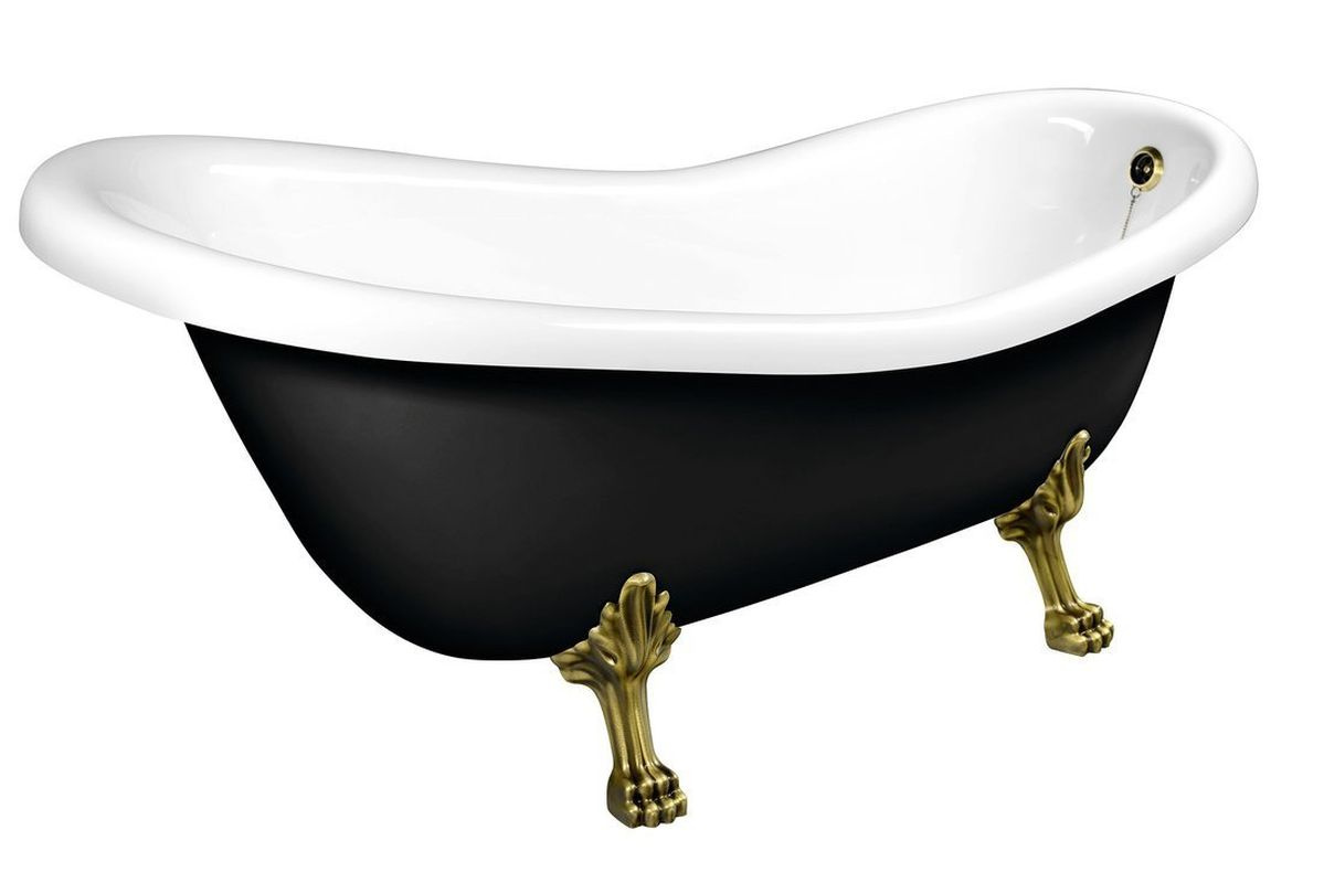 Polysan Retro Wanna wolnostojąca 147x69,5 cm czarno-biała/brąz 85366