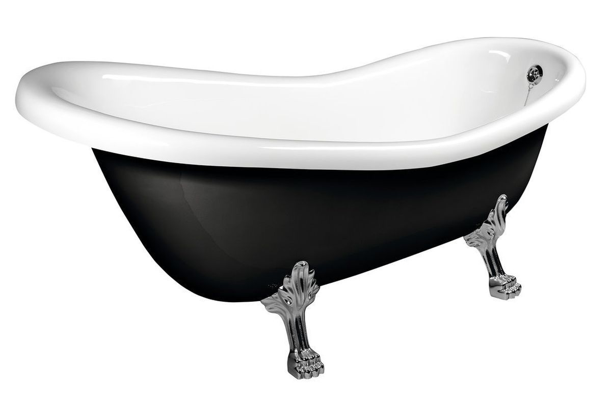 Polysan Retro Wanna wolnostojąca 147x69,5 cm czarno-biała/chrom mat 85326