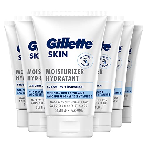 Gillette SKIN Ultra Sensitive krem nawilżający do twarzy, opakowanie z 6 100 ml, wzmacnia naturalną barierę skóry, walczy z napięciem i suchością, darowiznami, bez barwników i alkoholu