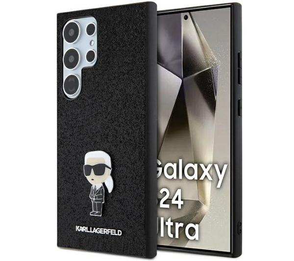 Karl Lagerfeld KLHCS24LGKNPSK S24 Ultra S928 czarny/black hardcase Fixed Glitter Ikonik Logo Metal Pin