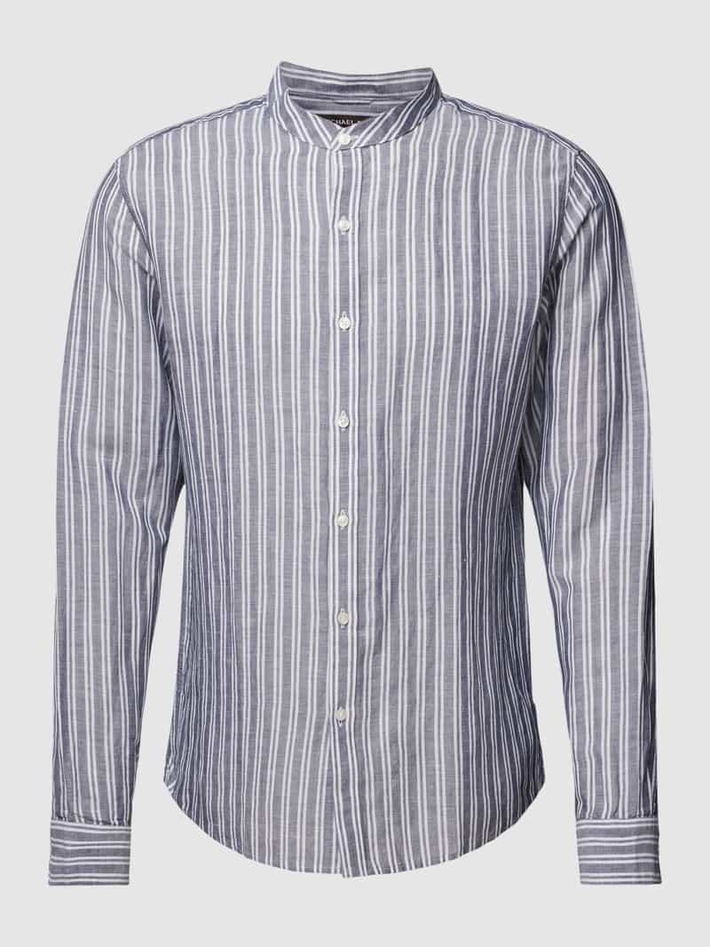 Koszula lniana o kroju slim fit ze stójką