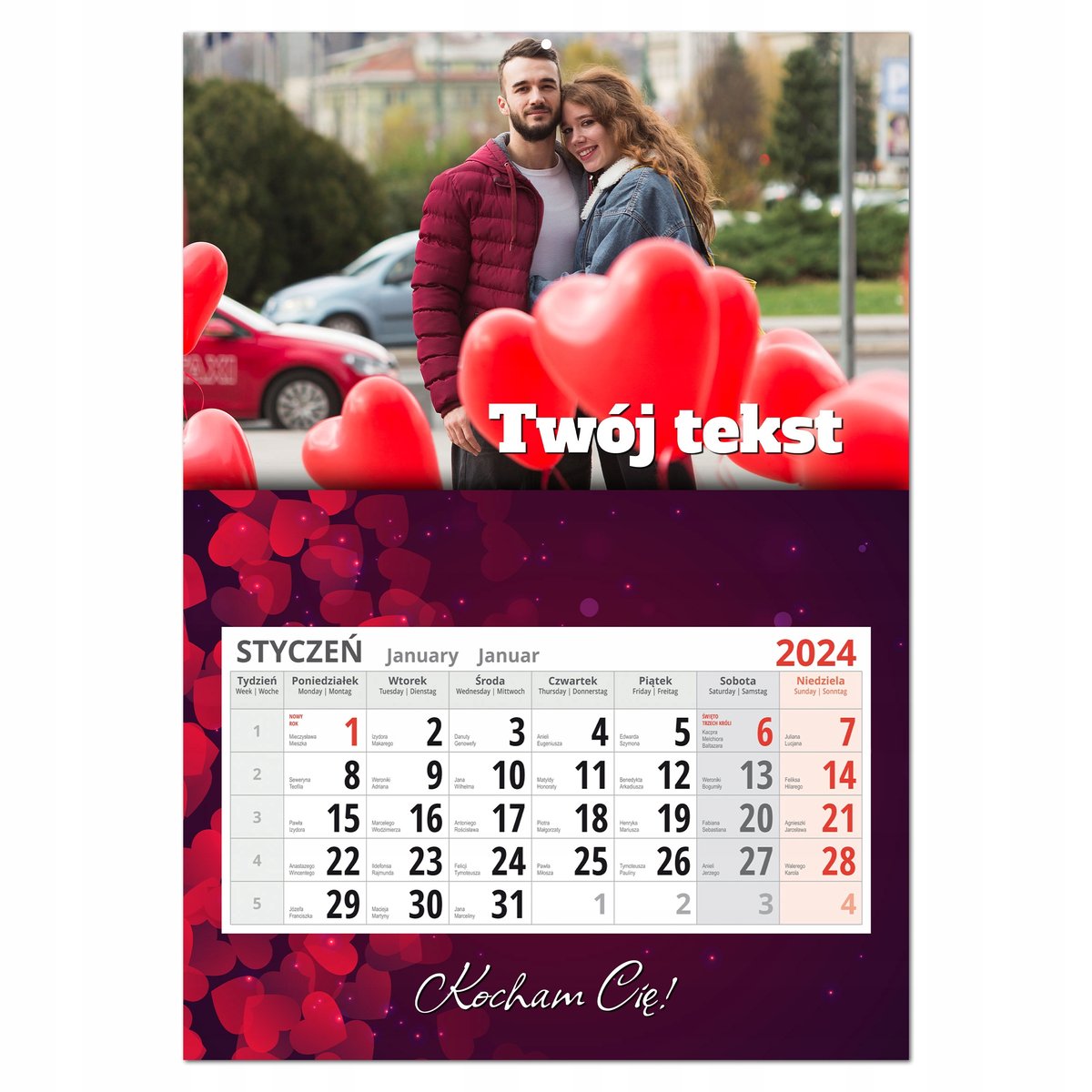 FOTO KALENDARZ JEDNODZIELNY TEKST PREZENT NA WALENTYNKI DLA DZIEWCZYNY Y4