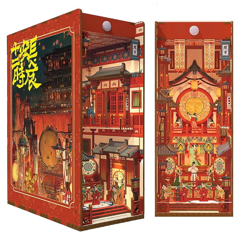 Składany Drewniany Model LED - Book Nook Pagoda Trzech Królestw diy