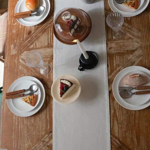 Bieżnik na stół ecru plamoodporny bawełniany