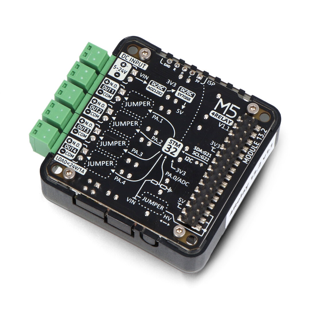 4-Channel Relay 13.2 Module V1.1 - 4-kanałowy przekaźnik - STM32F030 - M5Stack M121-V11