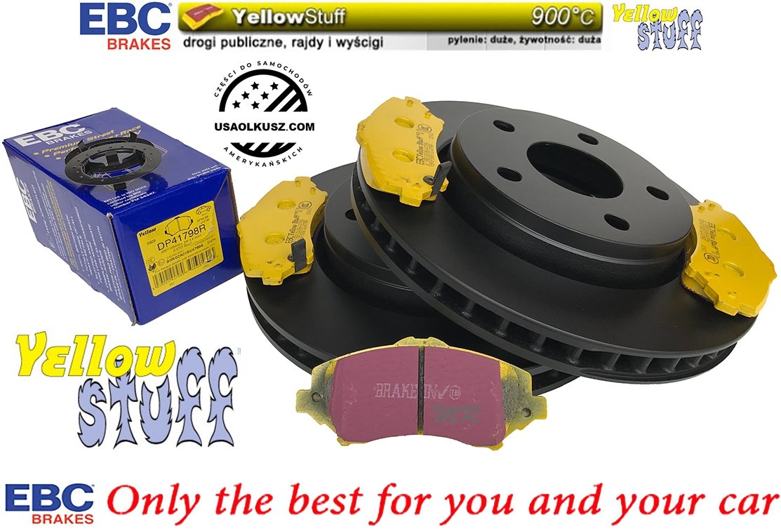 Przednie klocki Yellow Stuff + tarcze hamulcowe EBC seria PREMIUM Jeep Wrangler JK 2007-2018