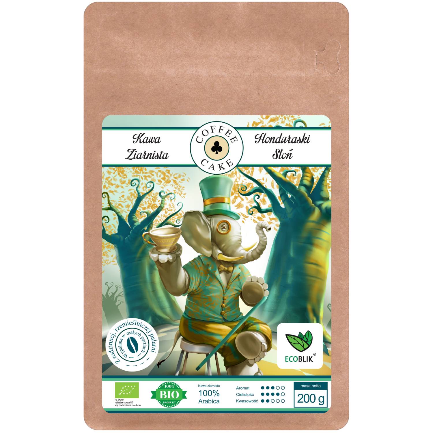 ﻿Ecoblik Kawa ziarnista Arabica 100% EKO HONDURASKI SŁOŃ 200g