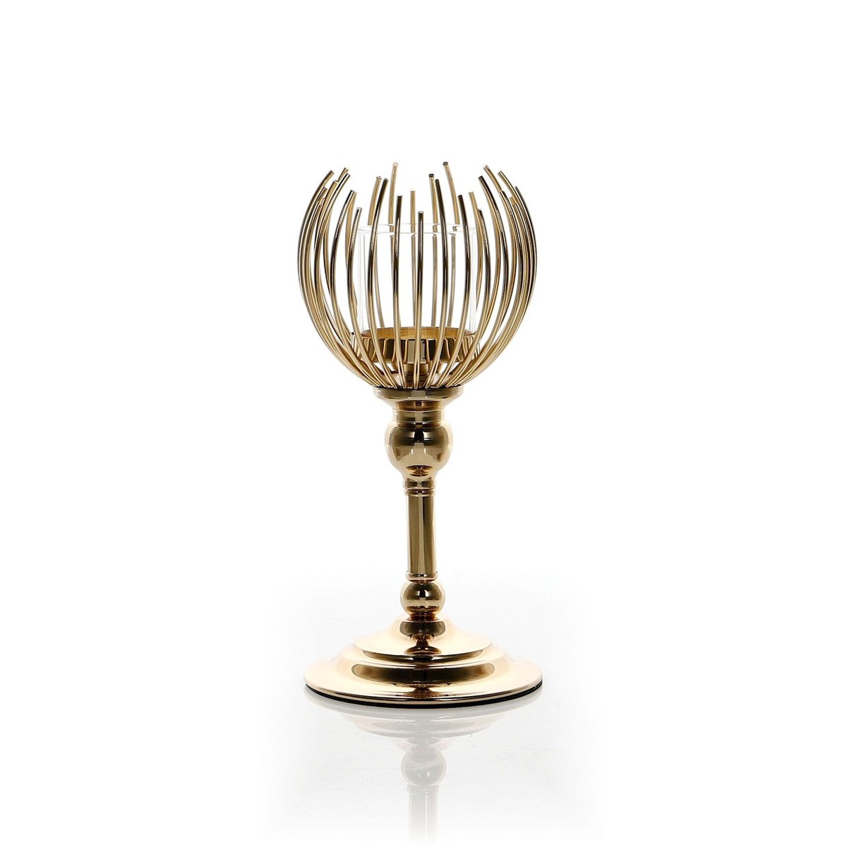 Świecznik metalowy TORINO, złoty Ø13x28cm