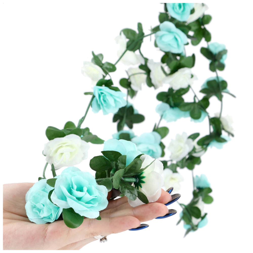 Girlanda Kwiaty 2,4m Biel-Niebieski KR296A