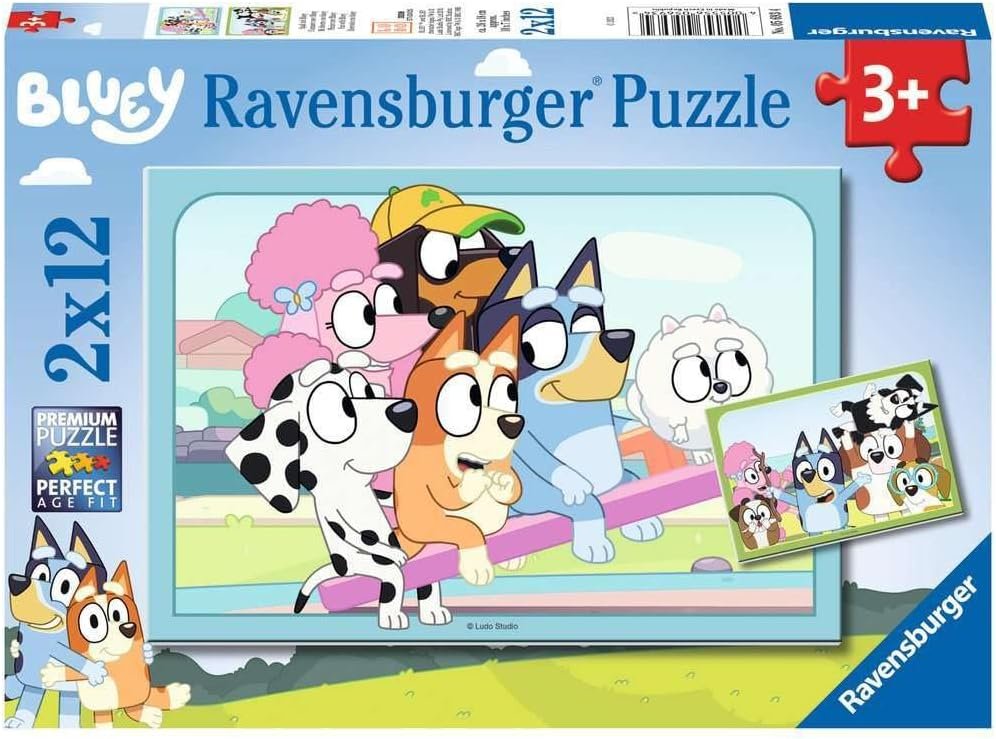 Puzzle Bluey 2x12 elementów dla dzieci 3+ od renomowanego producenta gwarancja jakości szybka wysyłka