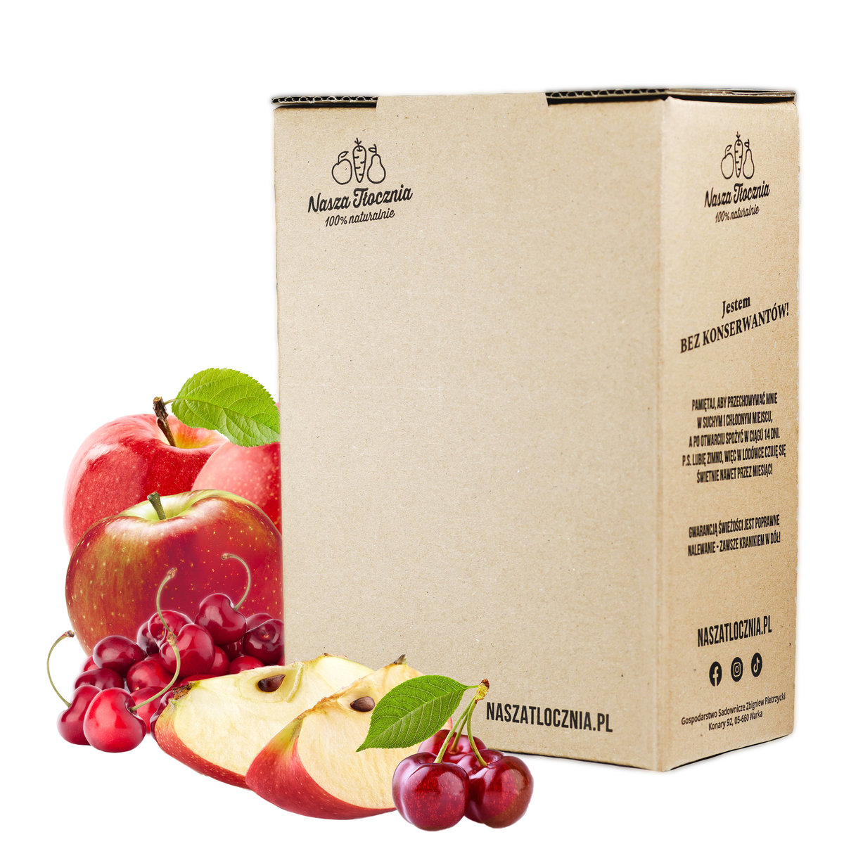 Sok Tłoczony JABŁKO - WIŚNIA z Wiśni do przedszkola bez cukru bez E 5L