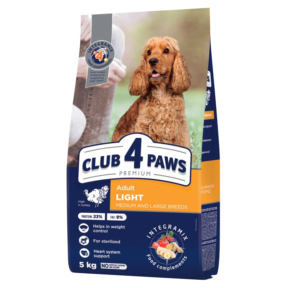 CLUB 4 PAWS Premium „Light” Adult Medium 5 kg Indyk