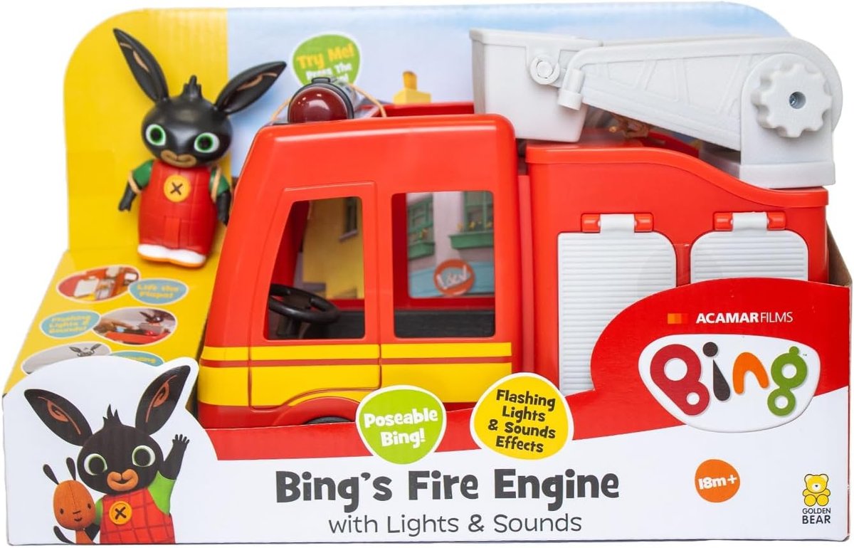 Samochód strażaci Królika Binga duży efekty świetlne i dźwiękowe wysoka jakość doskonały jako prezent dla dzieci 18m+