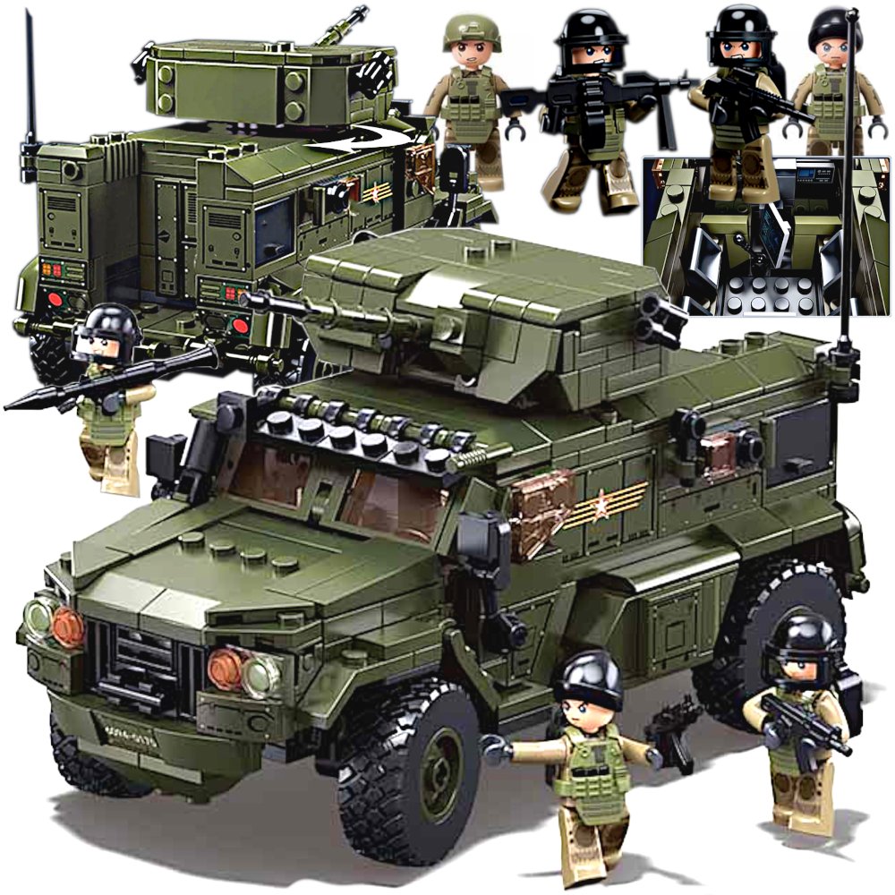 Klocki Ciężarówka Opancerzona Tajfun-WDW K-4386 4×4 Kamaz Działo 4 Figurki