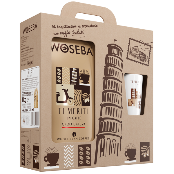 Woseba Ti Meriti Crema E Aroma 1kg z kubkiem kawa ziarnista
