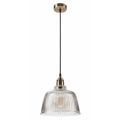 Lampa wisząca Leana, szkło, 1-pkt., stary mosiądz