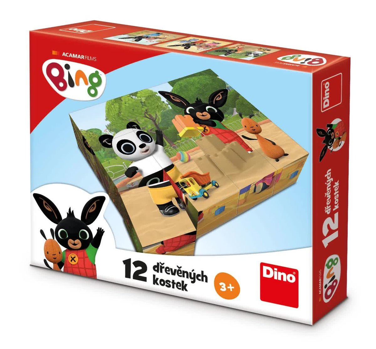 Drewniane klocki dla dzieci 3+ układanka puzzle z Bingiem 12 elementów