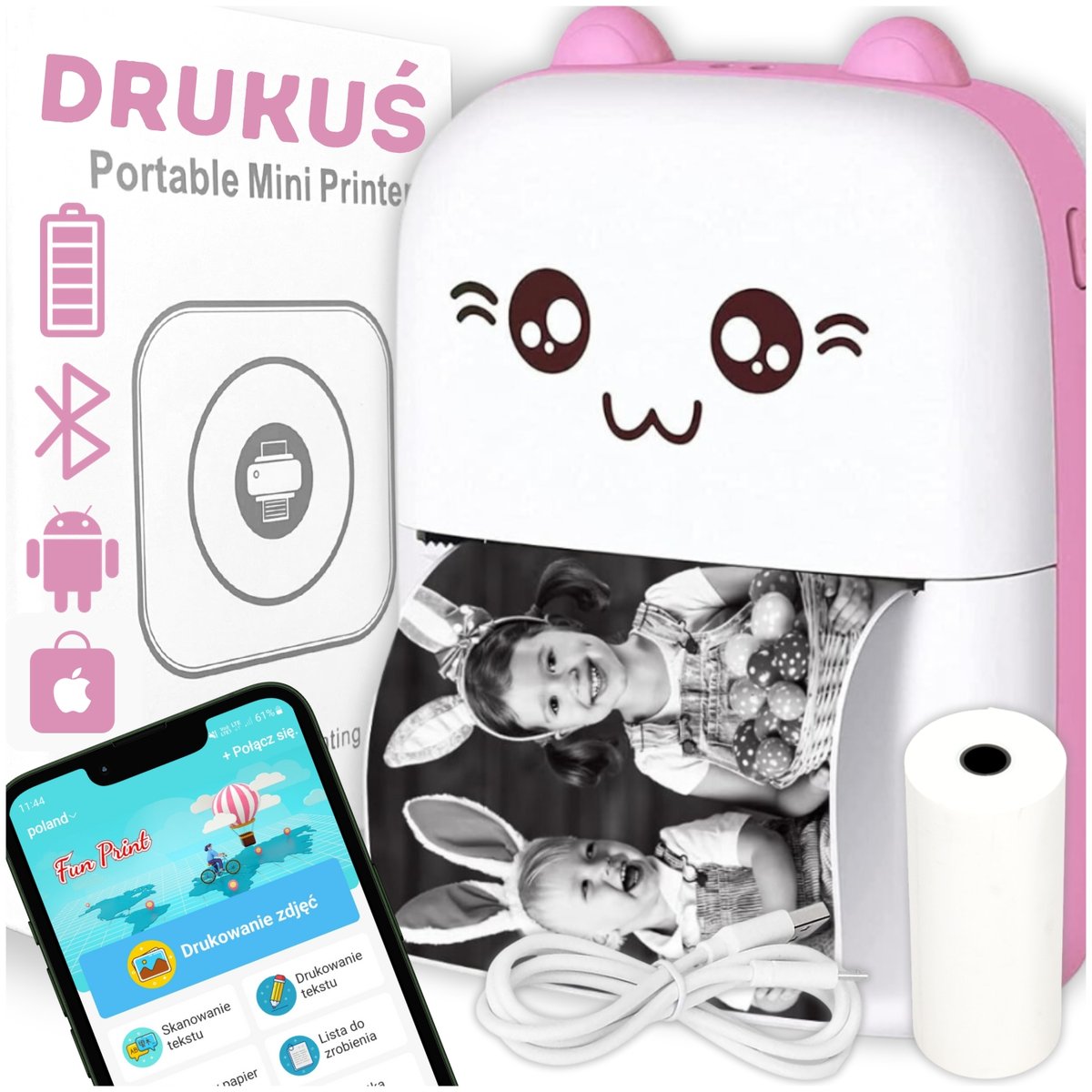mini drukarka termiczna przenośna drukuś