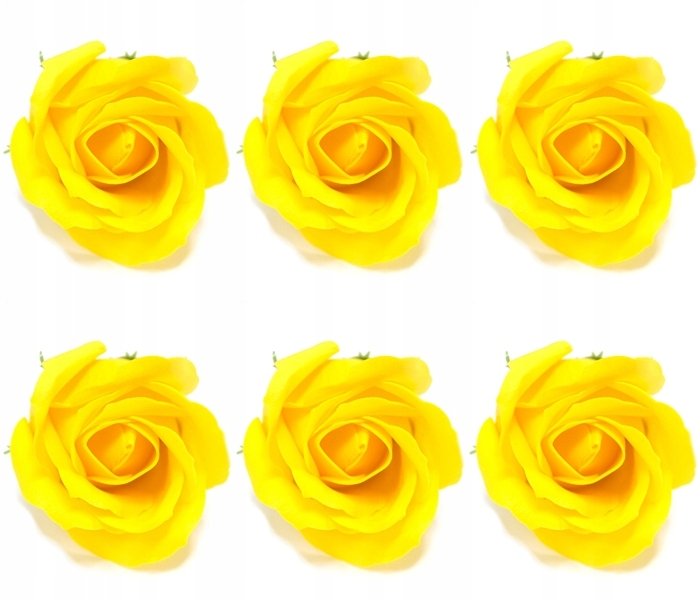 KWIATY MYDLANE ŻÓŁTA róża z mydła pachnie na PREZENT BOX wielkanoc 6 szt