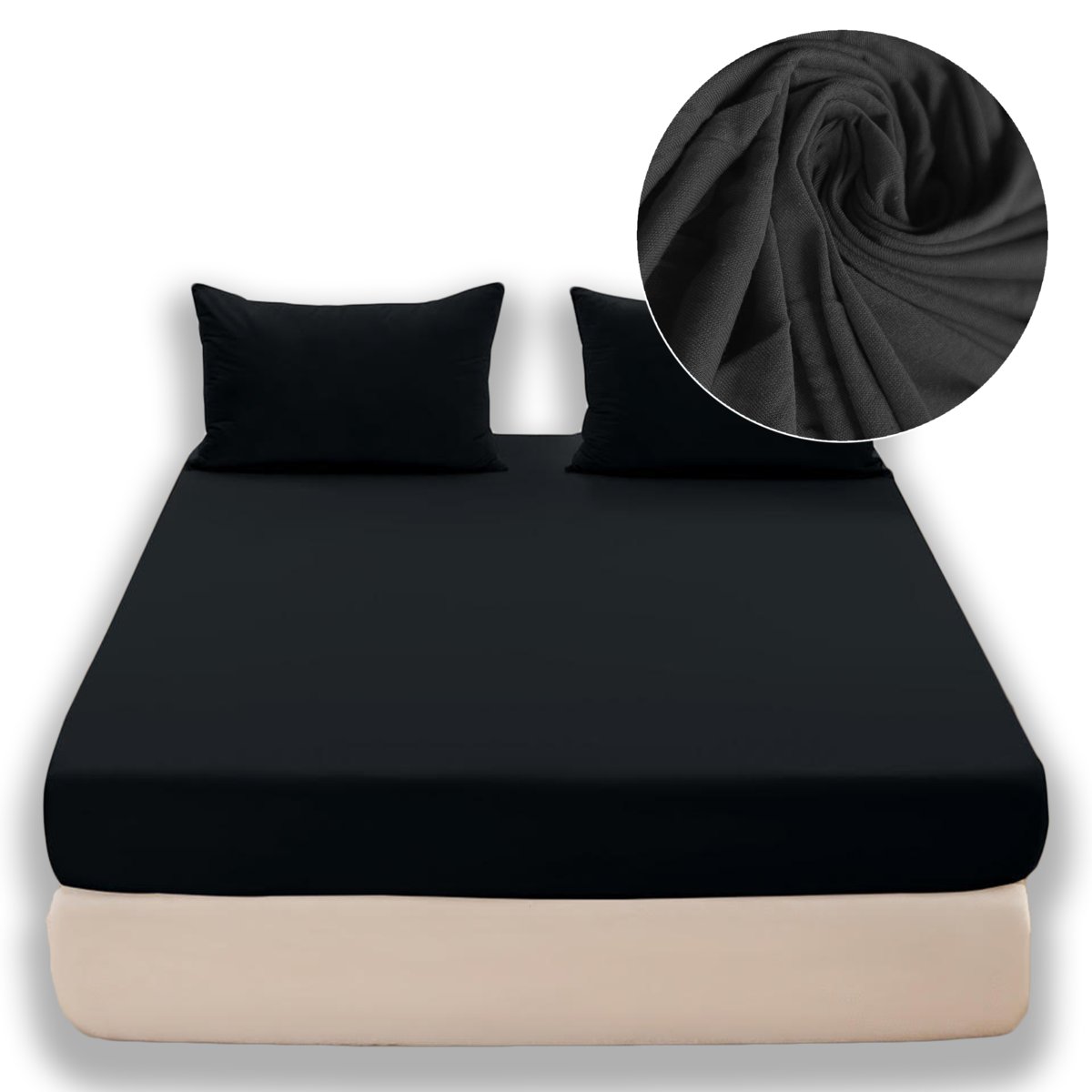 Prześcieradło 90x200cm z gumką Cotton world jersey Czarny wysoka zakładkaPrześcieradło 90x200cm z gumką Cotton world jersey Czarny wysoka zakładka