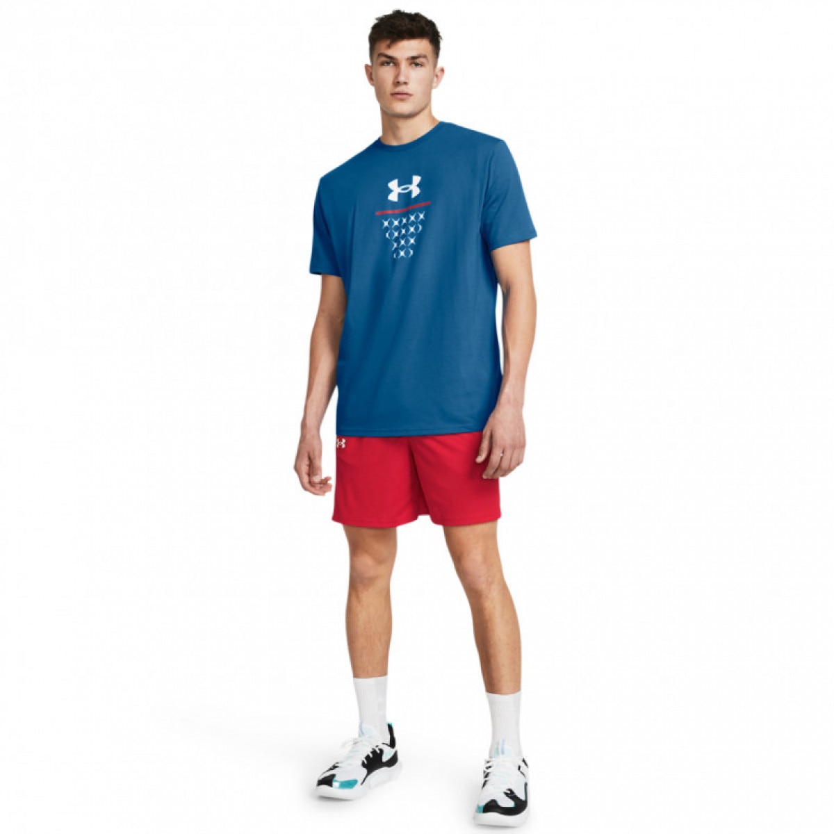 Męskie spodenki do koszykówki Under Armour UA Baseline Short - czerwone - UNDER ARMOUR