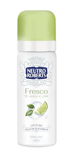 Neutro Roberts, Dezodorant Spray świeże zielone, zielona herbata i limonka, zero soli aluminium, zero plam, z czystego oleju glicerynowego, dezodorant mężczyźni i kobiety, testowane dermatologicznie,