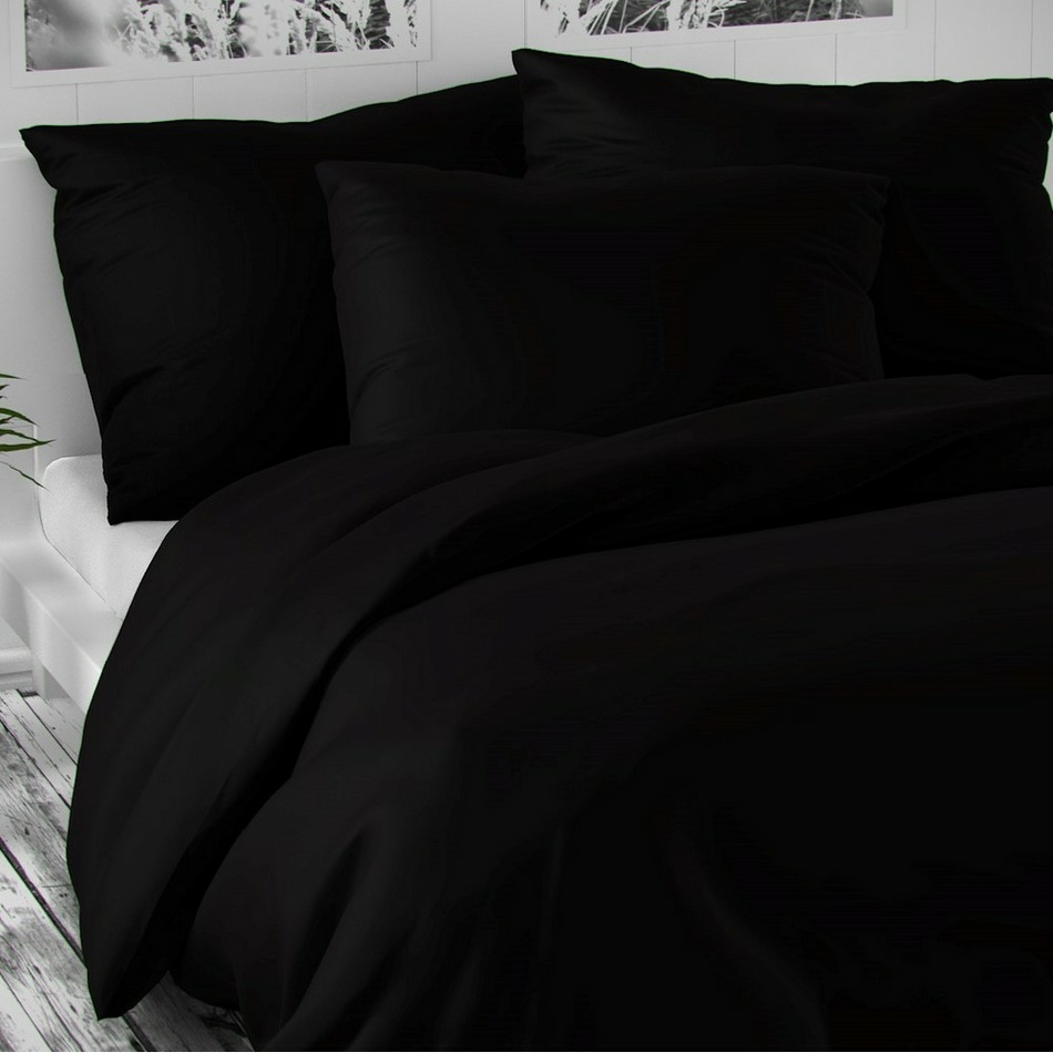 Pościel satynowa Luxury Collection czarny, 140 x 220 cm, 70 x 90 cm