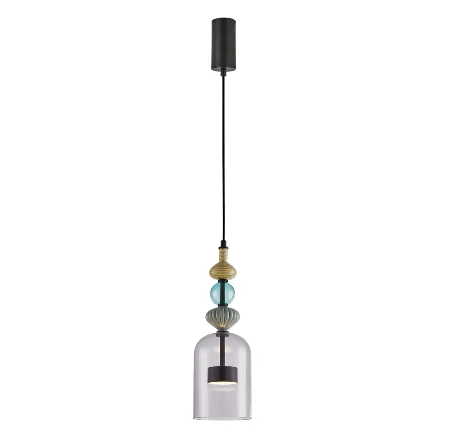 Czarna lampa wisząca ze szklanym kloszem - K396 M3-S51