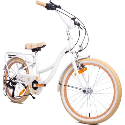 Rowerek dziecięcy SUN BABY Flower bike 20 cali dla dziewczynki Biało-beżowy