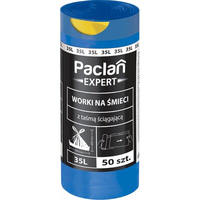 Paclan Expert EXPERT WORKI NA ŚMIECI Z TAŚMĄ ŚCIĄGAJĄCĄ 35L 50SZT Zakupy dla domu i biura! 137820