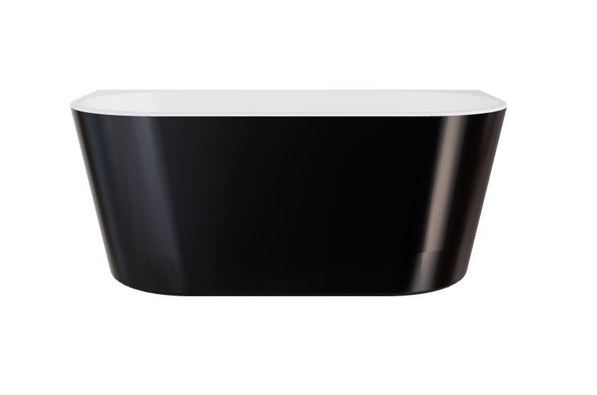 Wanna wolnostojąca Besco Vica New 150x80 cm owalna czarny połysk syfon klik klak chrom WAS-15VNBO