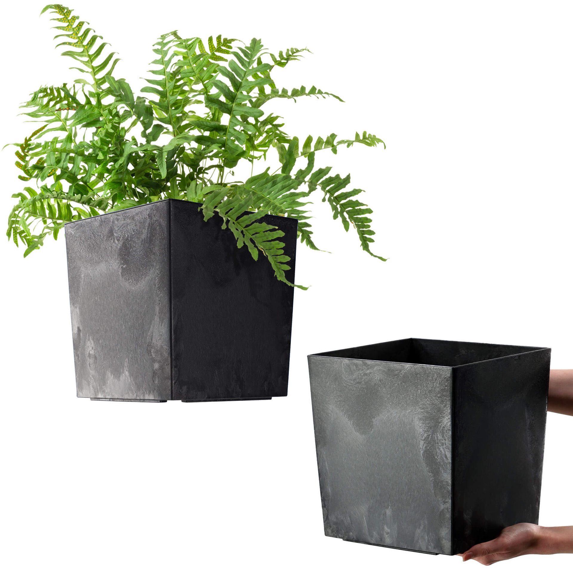 Doniczka z wkładem Tres 25cm czarny beton