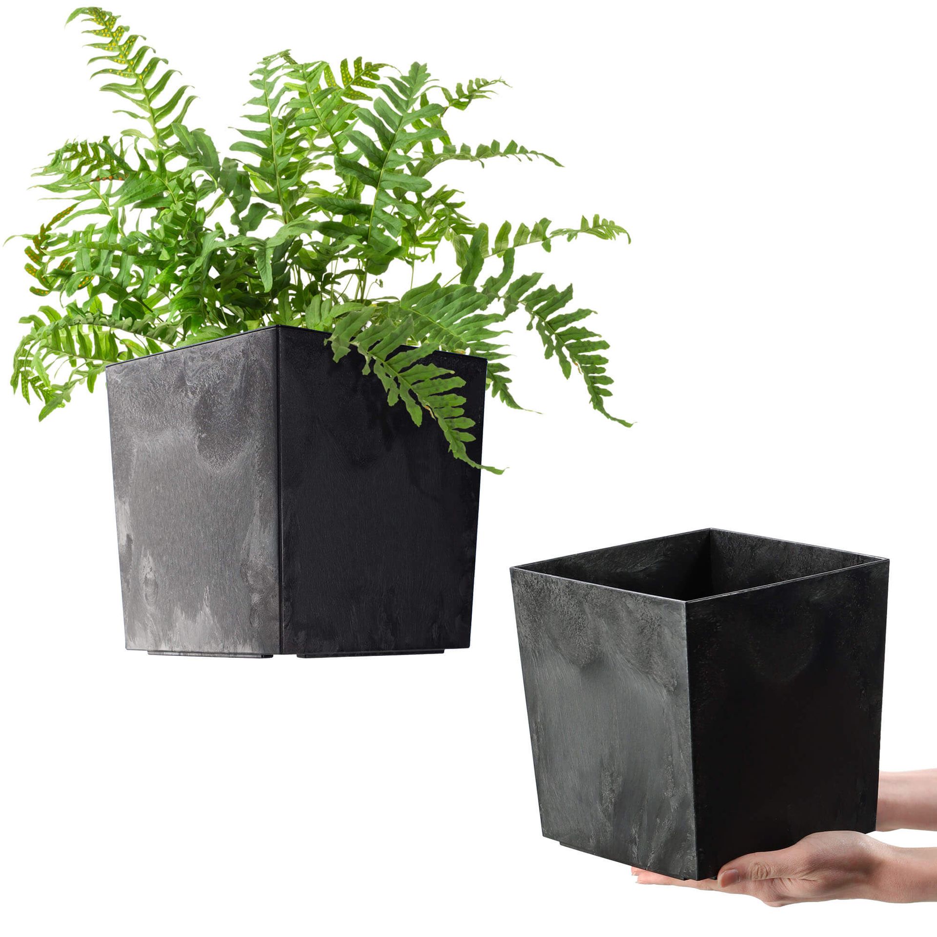 Doniczka z wkładem Tres 19cm czarny beton