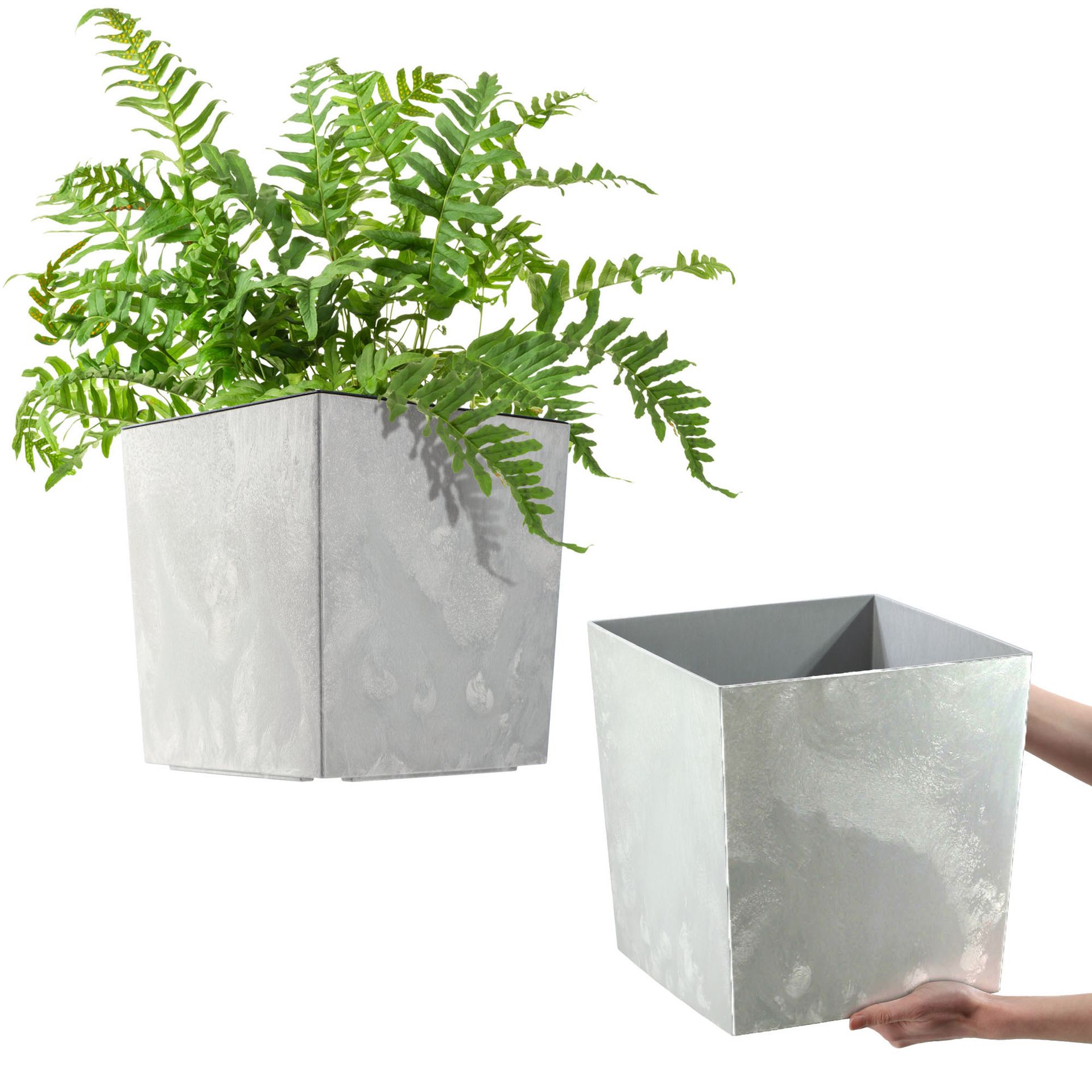 Doniczka z wkładem Tres 30cm szary beton