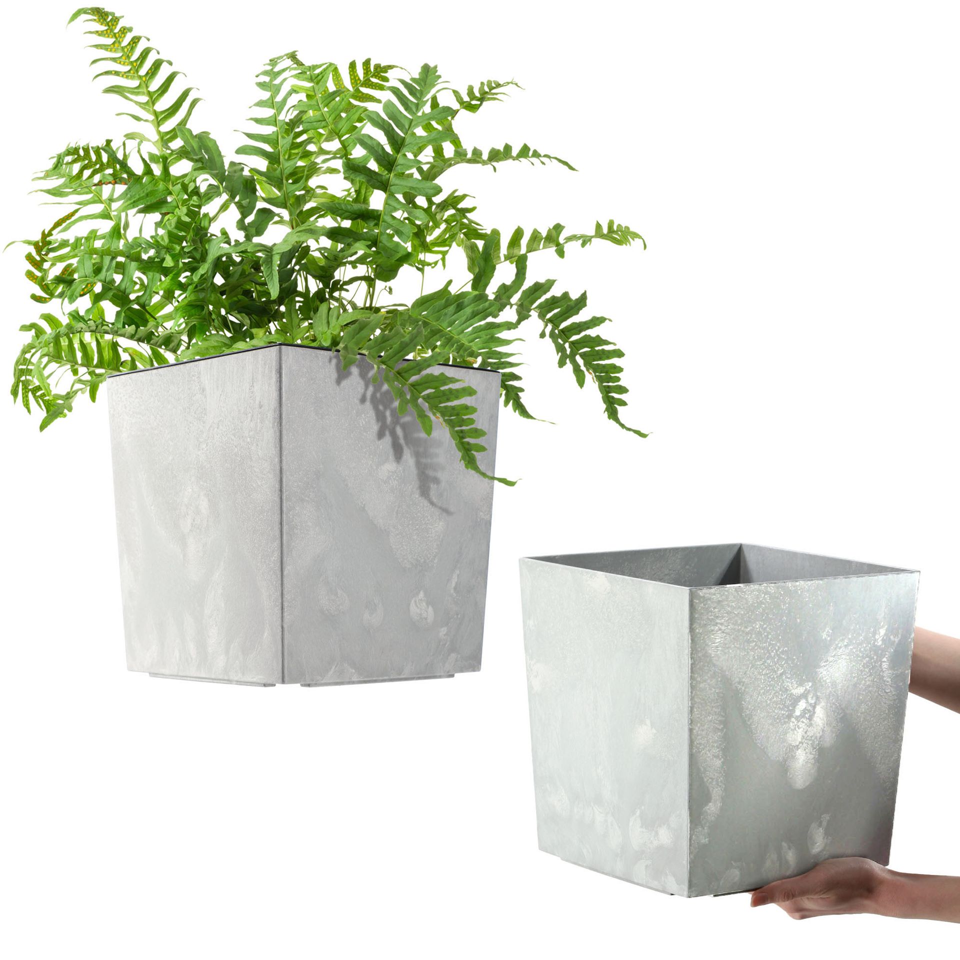 Doniczka z wkładem Tres 25cm szary beton