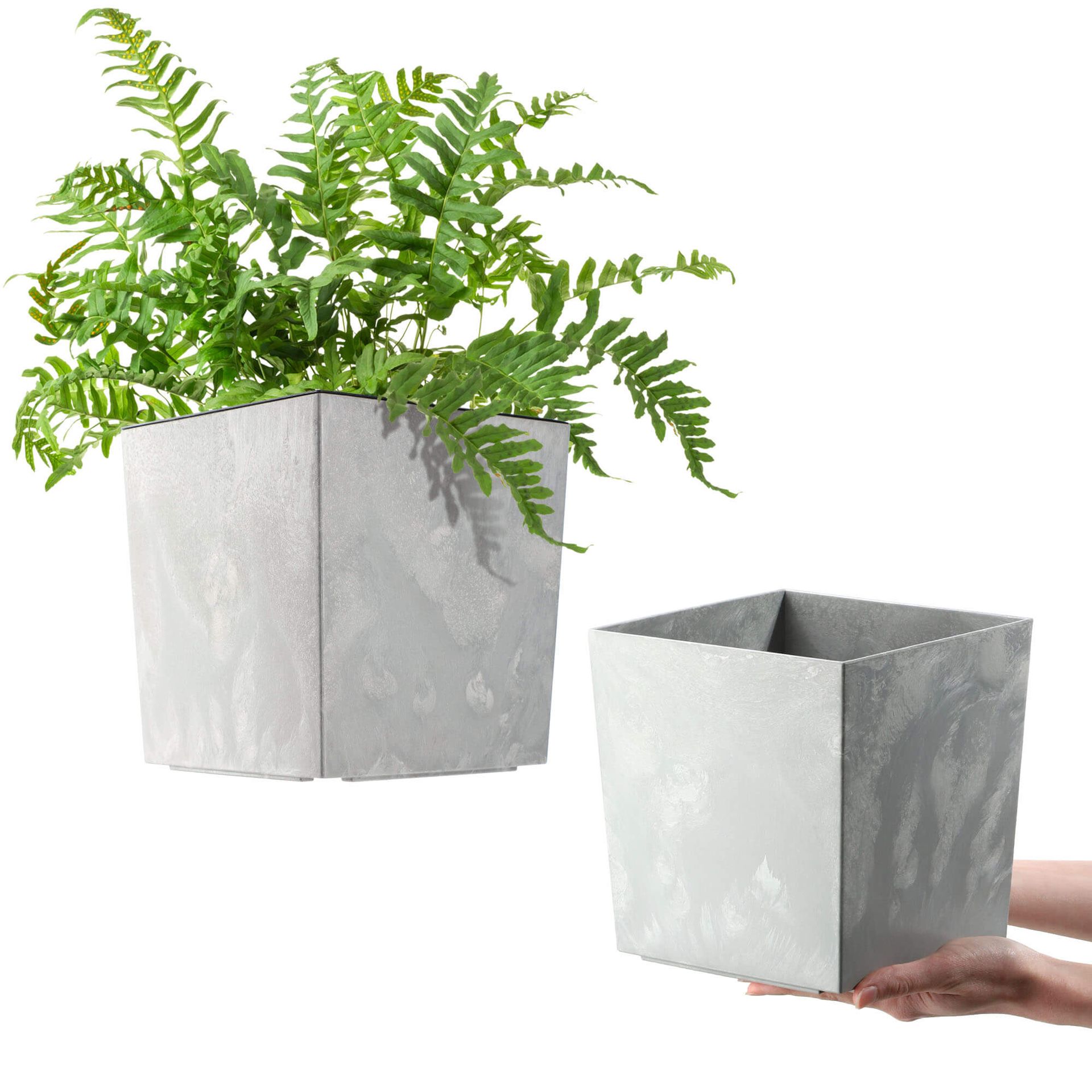 Doniczka z wkładem Tres 19cm szary beton