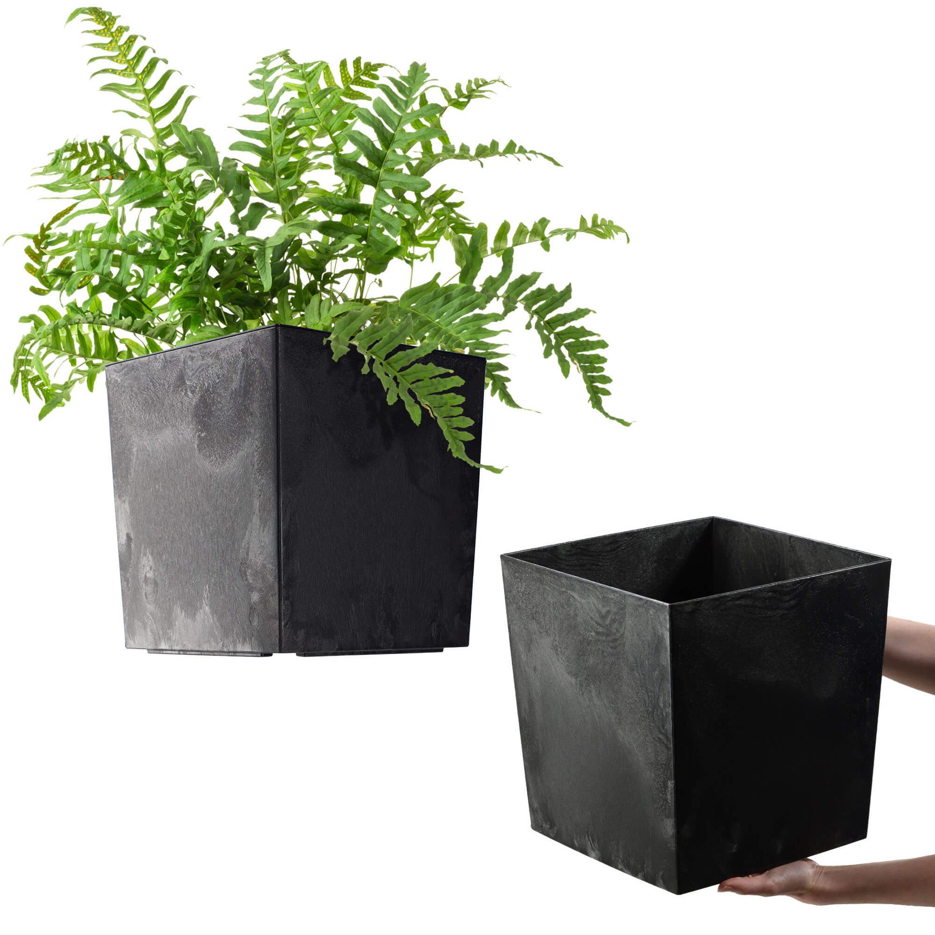 Doniczka z wkładem Tres 30cm czarny beton