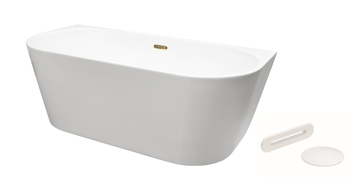 Wanna wolnostojąca Besco Vica New 150x80 cm owalna biały połysk syfon z przelewem slim biały WAS-150VNBI