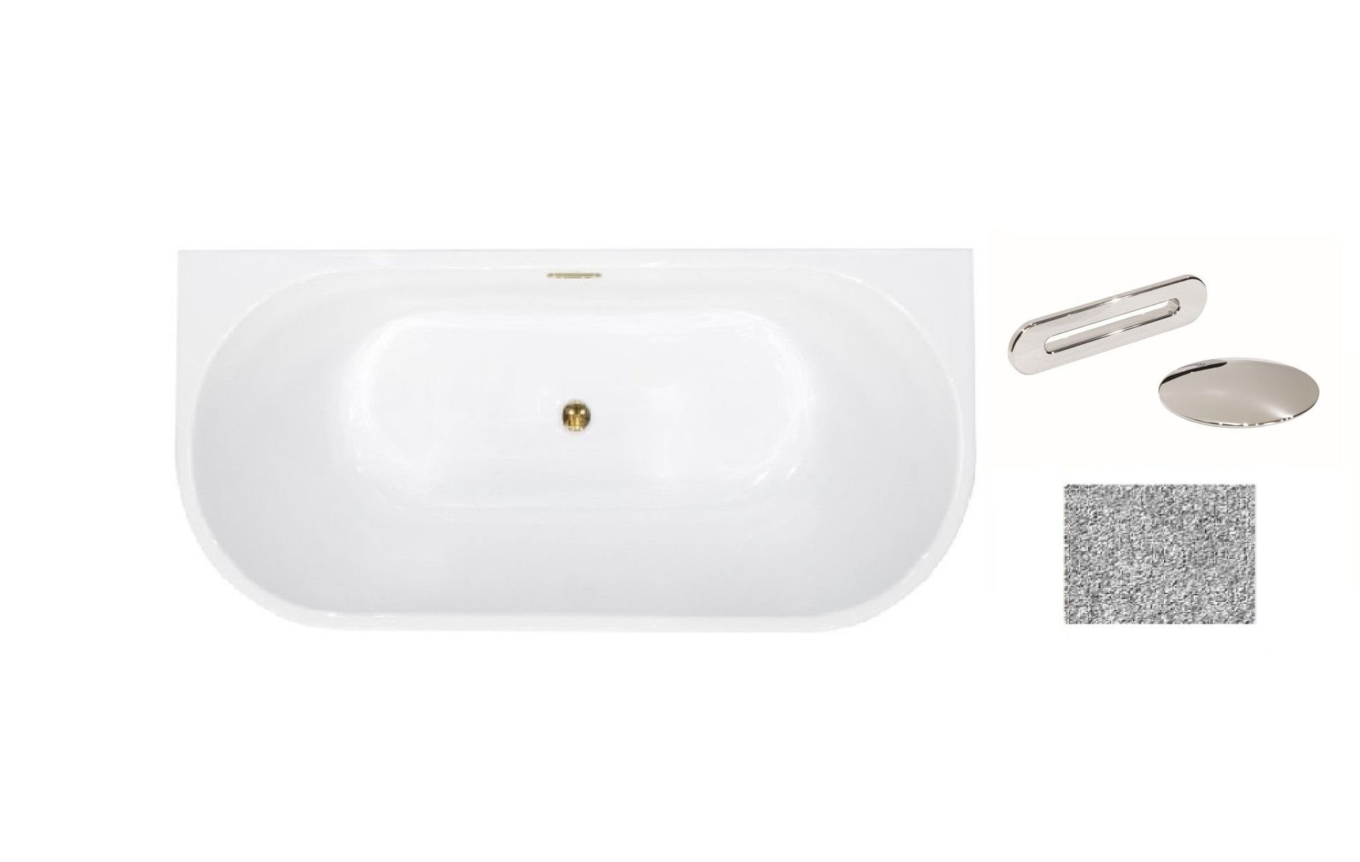 Wanna wolnostojąca Besco Vica New Glam 150x80 cm owalna srebrny syfon z przelewem slim chrom WA-150VNSR