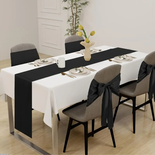 Bieżnik na stół czarny plamoodporny bawełniany