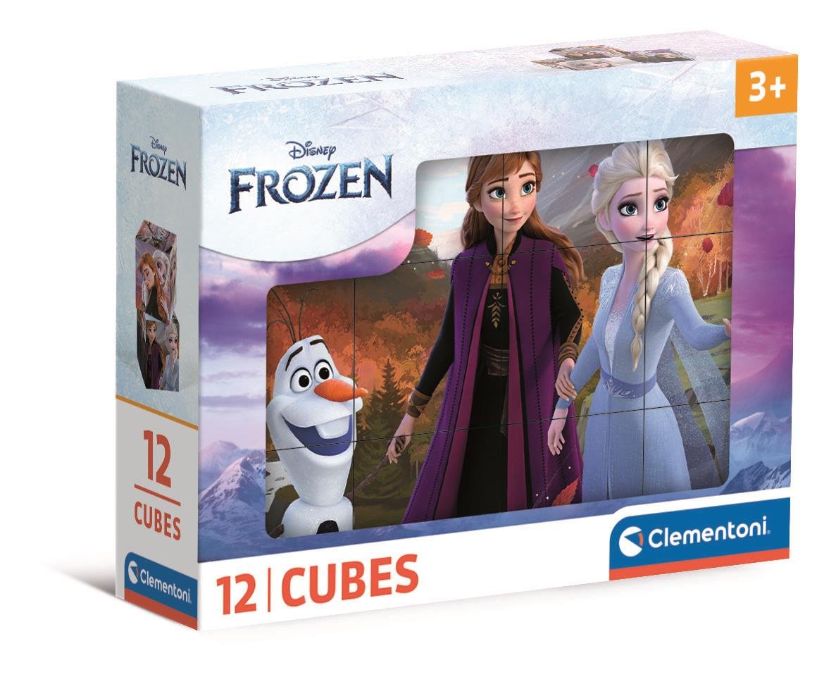 Clementoni, Klocki Sześcienne, Frozen, 12 el.