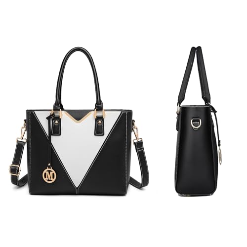 Miss Lulu Elegancka damska torba z uchwytem na górze, luksusowa, minimalistyczna, modna torba crossbody z blokowaniem kolorów, wszechstronna, do użytku biznesowego i na co dzień, czarny-1