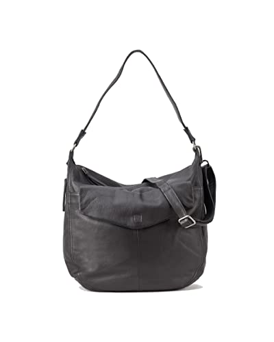 BIBA Torebka damska ze skóry naturalnej Boho Leather Jersey X JEX5L Krótki długi uchwyt zamek błyskawiczny Legalna skóra bydlęca, czarny, Boho