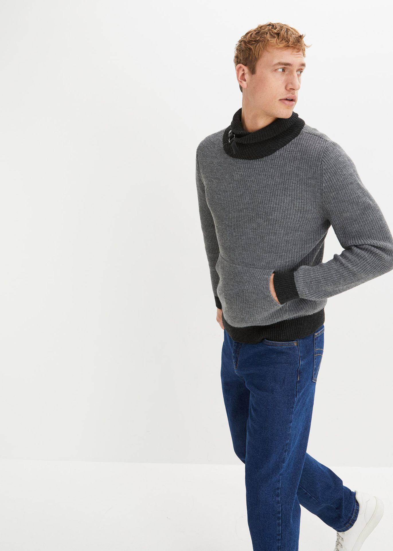 Sweter z szalowym kołnierzem - bonprix