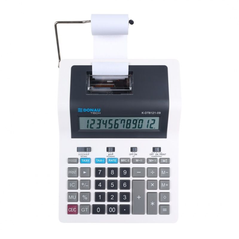 Kalkulator drukujący DONAU TECH K-DT8121-09 12-cyfrowy biały