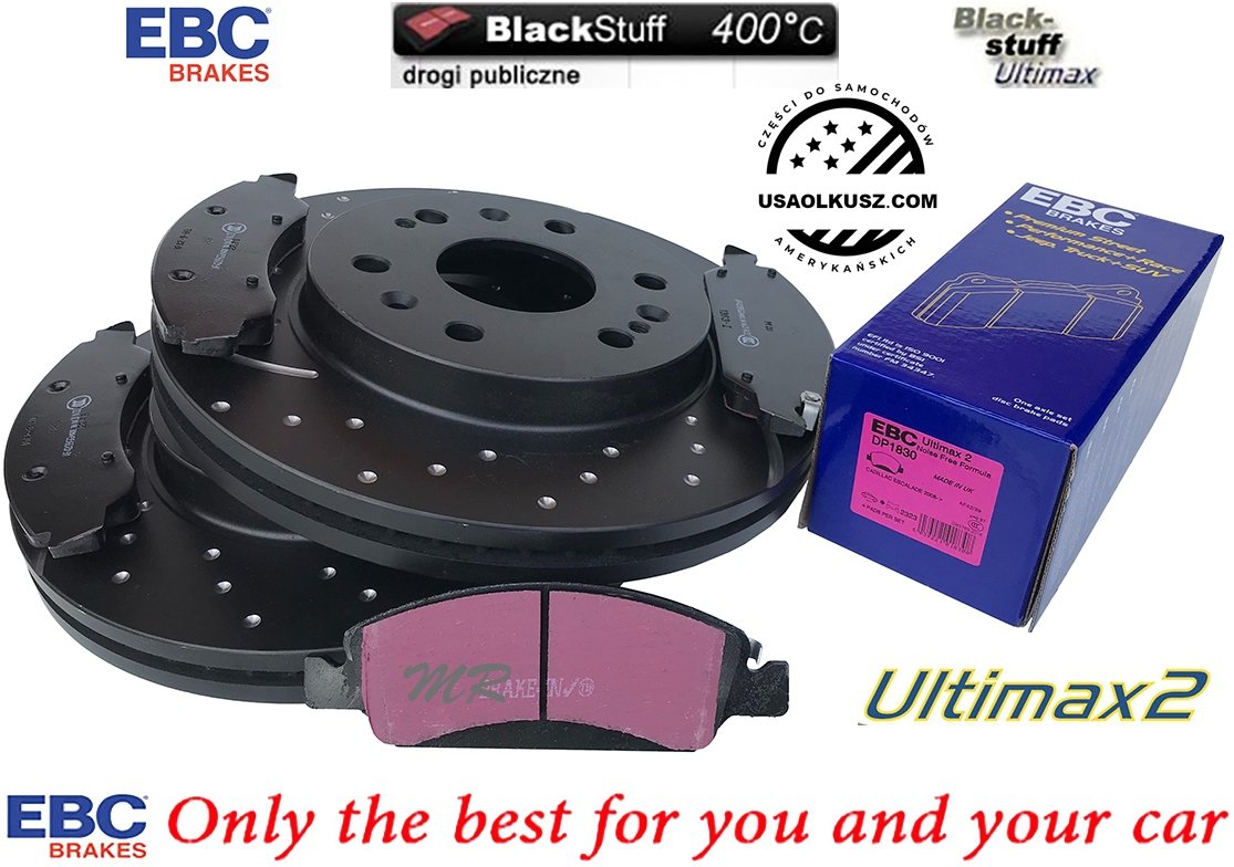 Przednie klocki Ultimax2 + NAWIERCANE NACINANE tarcze hamulcowe 330mm EBC seria GD Chevrolet Tahoe 2009-
