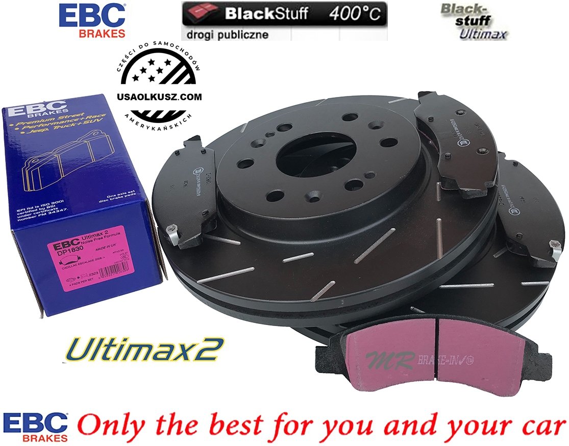 Przednie klocki Ultimax2 + NACINANE tarcze hamulcowe 330mm EBC seria USR Chevrolet Tahoe 2009-2020