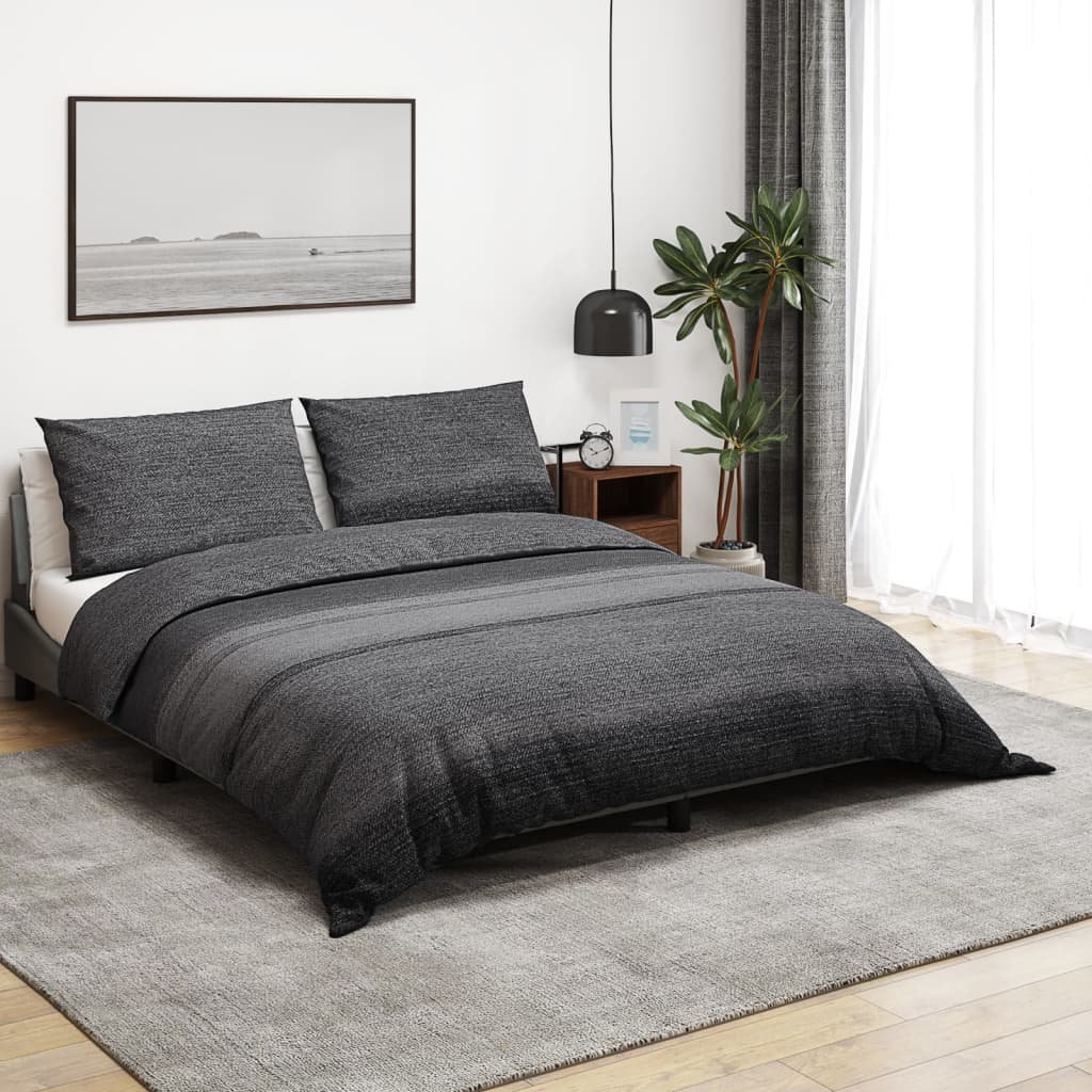 vidaXL Zestaw pościeli, ciemnoszary, 225x220 cm, bawełna