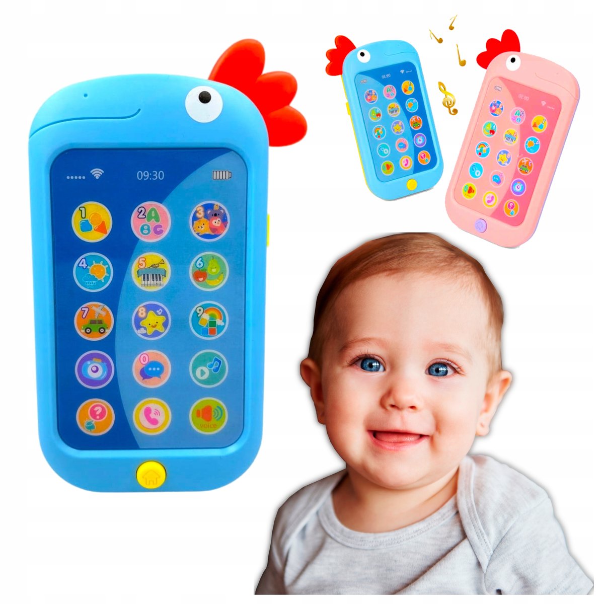 TELEFON DLA DZIECKA MÓWI PO POLSKU PIOSENKI KOGUCIK INTERAKTYWNY EDUKACYJNY