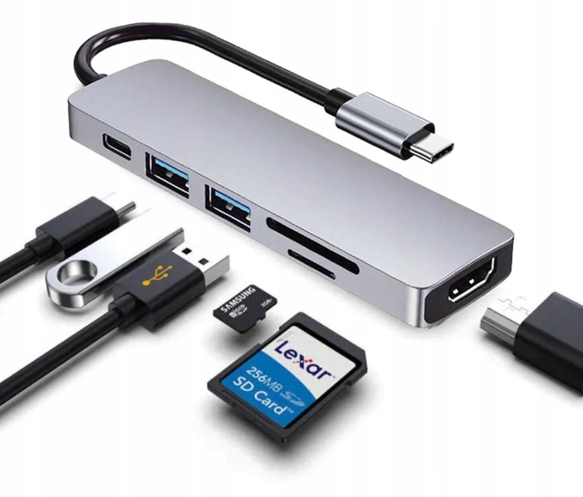 Adapter 6w1 HUB USB-C HDMI 4K SD Macbook Pro / Air